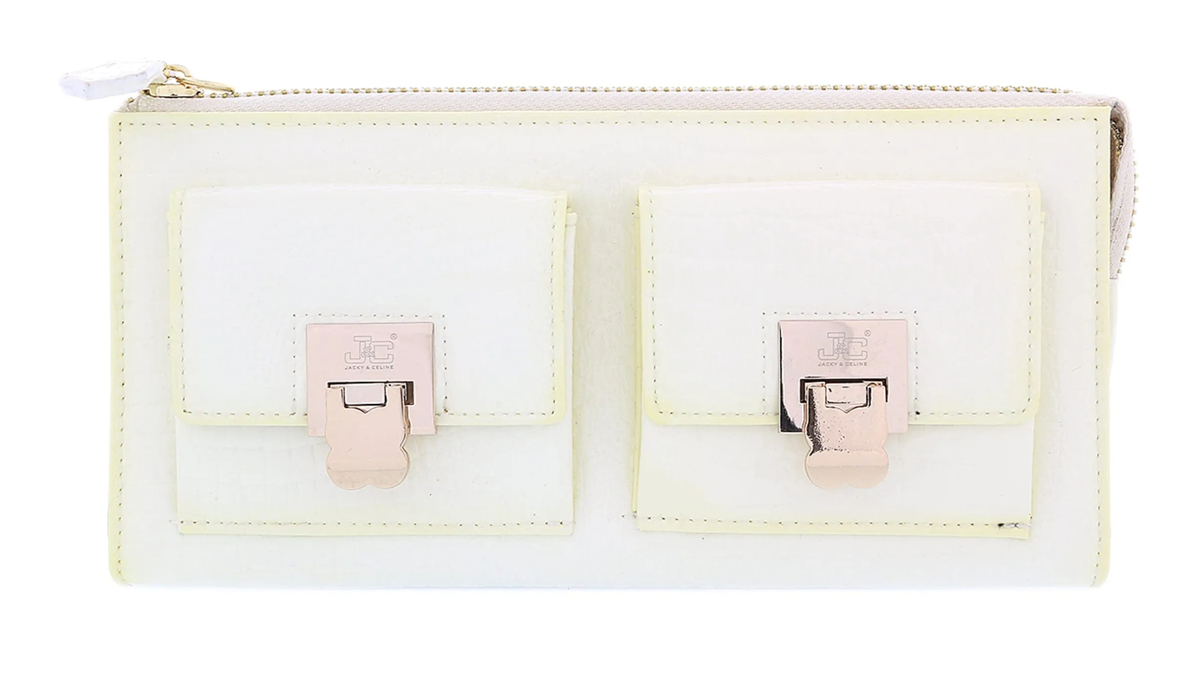 J&C J11-012 AVARIO Ivory Zippered  Large Wallet