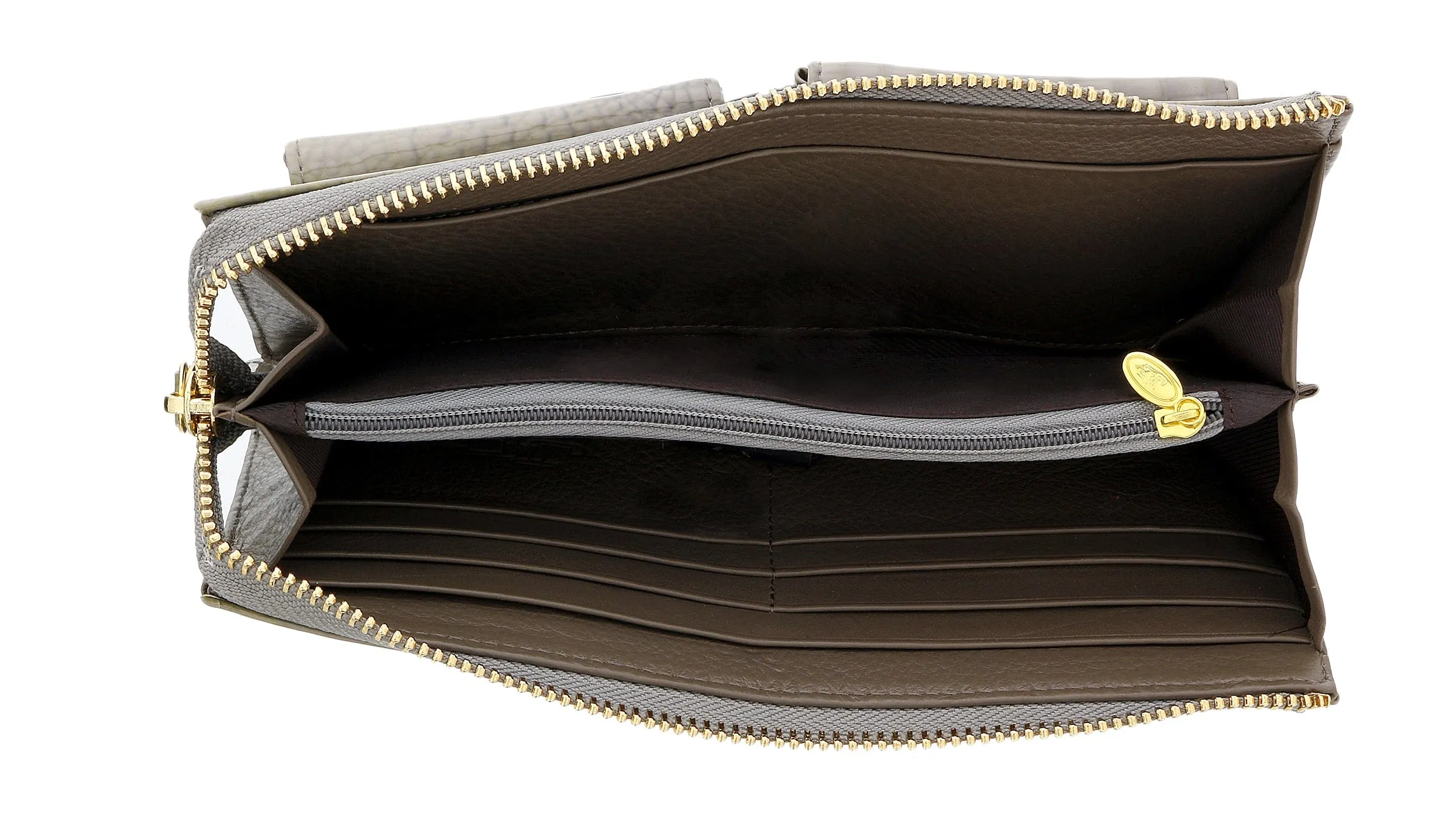 J&C J11-012 GRIGIO Grey Zippered  Large Wallet
