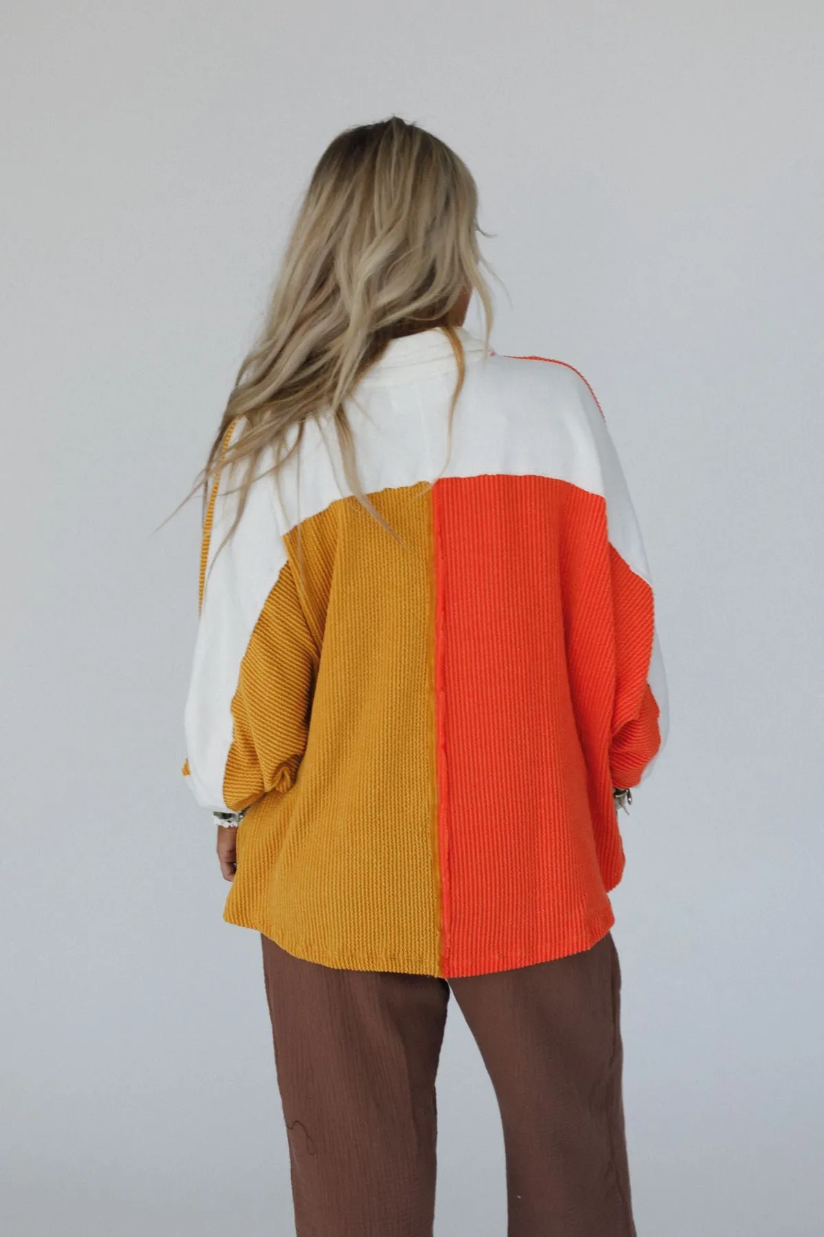 Jodi Color Block Ribbed Top - Mustard