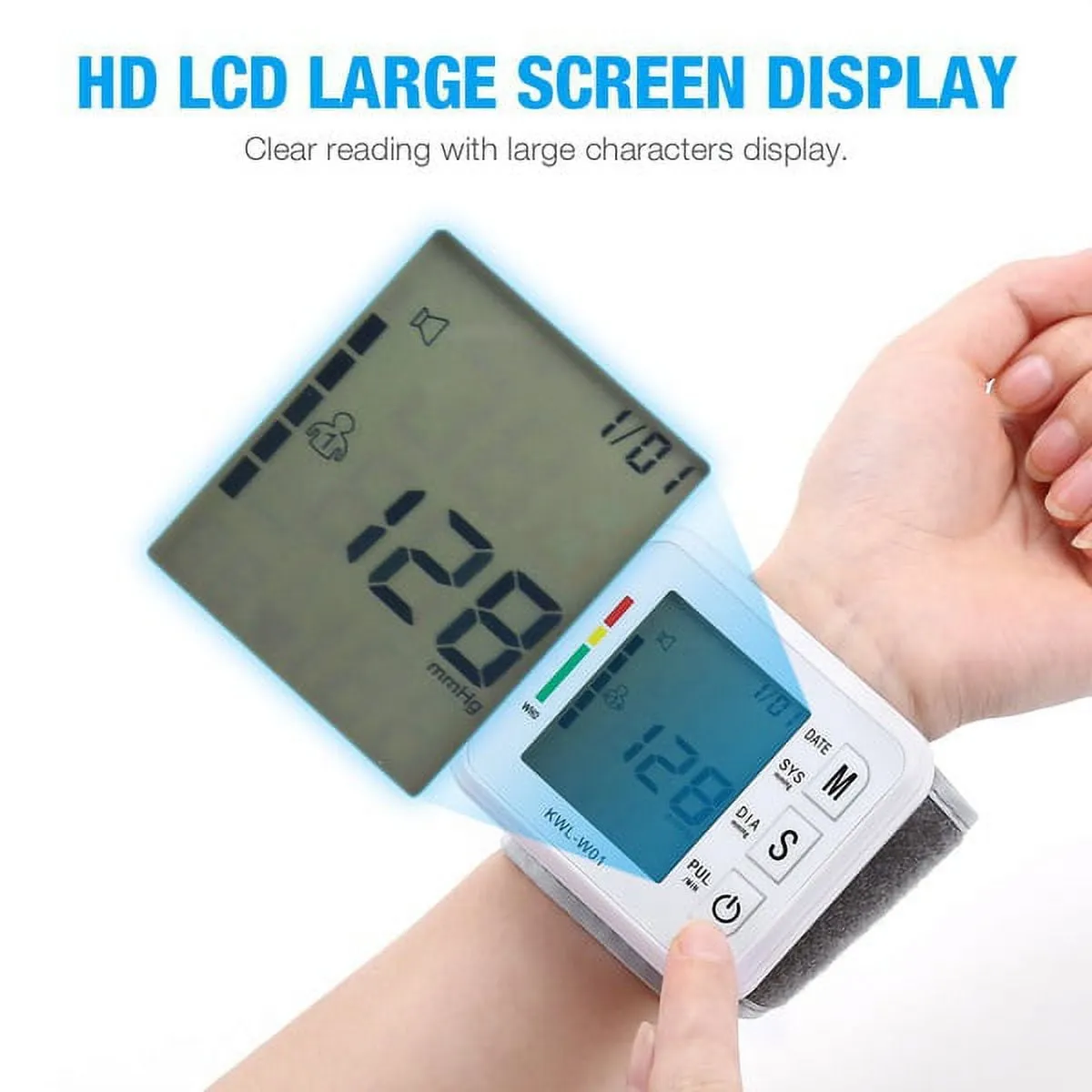 Juyee EY-A000385 Blood Pressure Wrist Monitor, Digital Tensiometro BP Machine, White