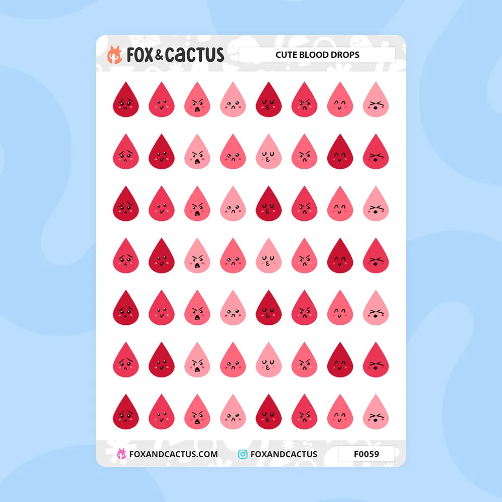 Kawaii Blood Drop Stickers