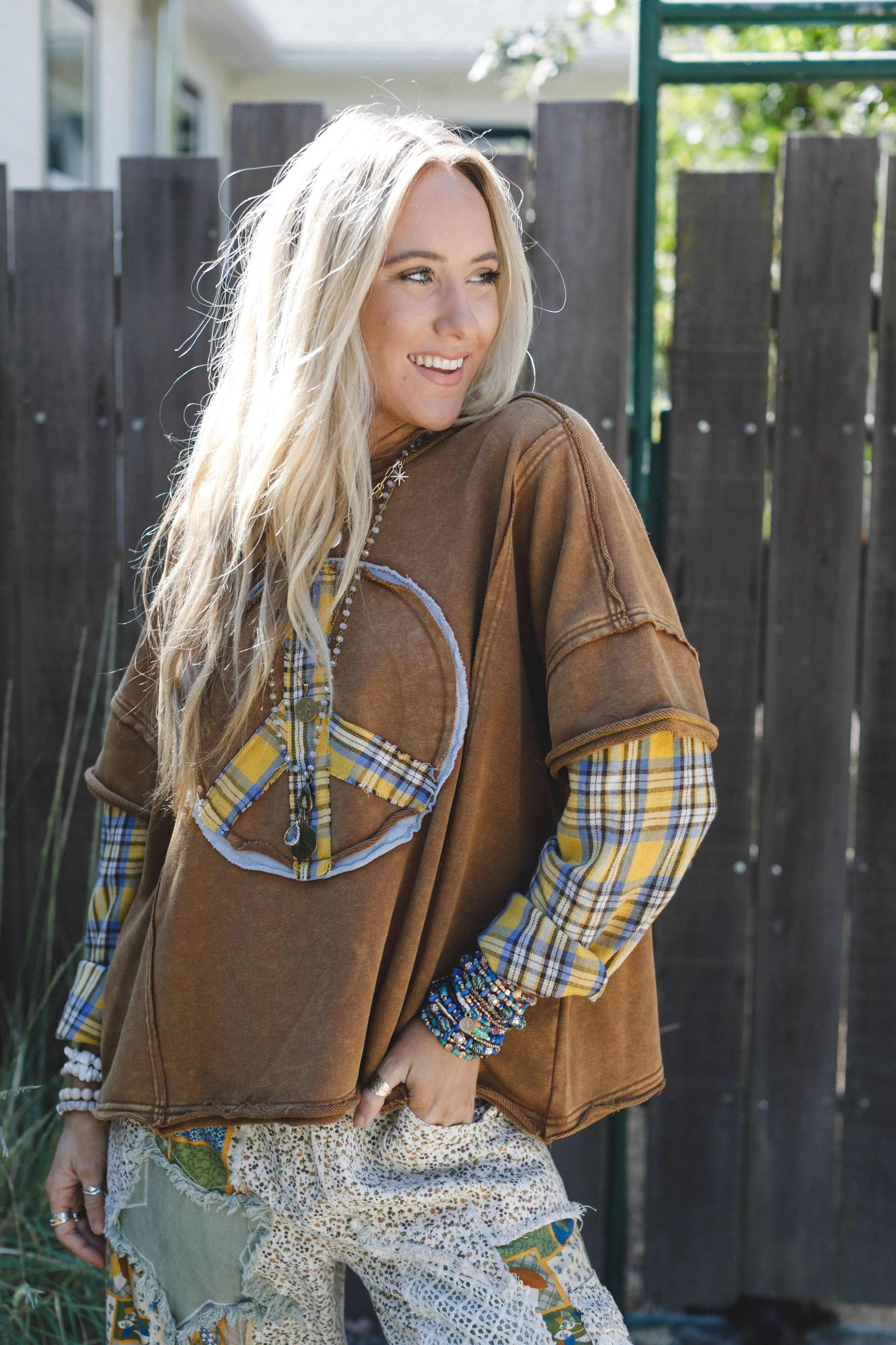 Keep Me Plaid Top - Mocha