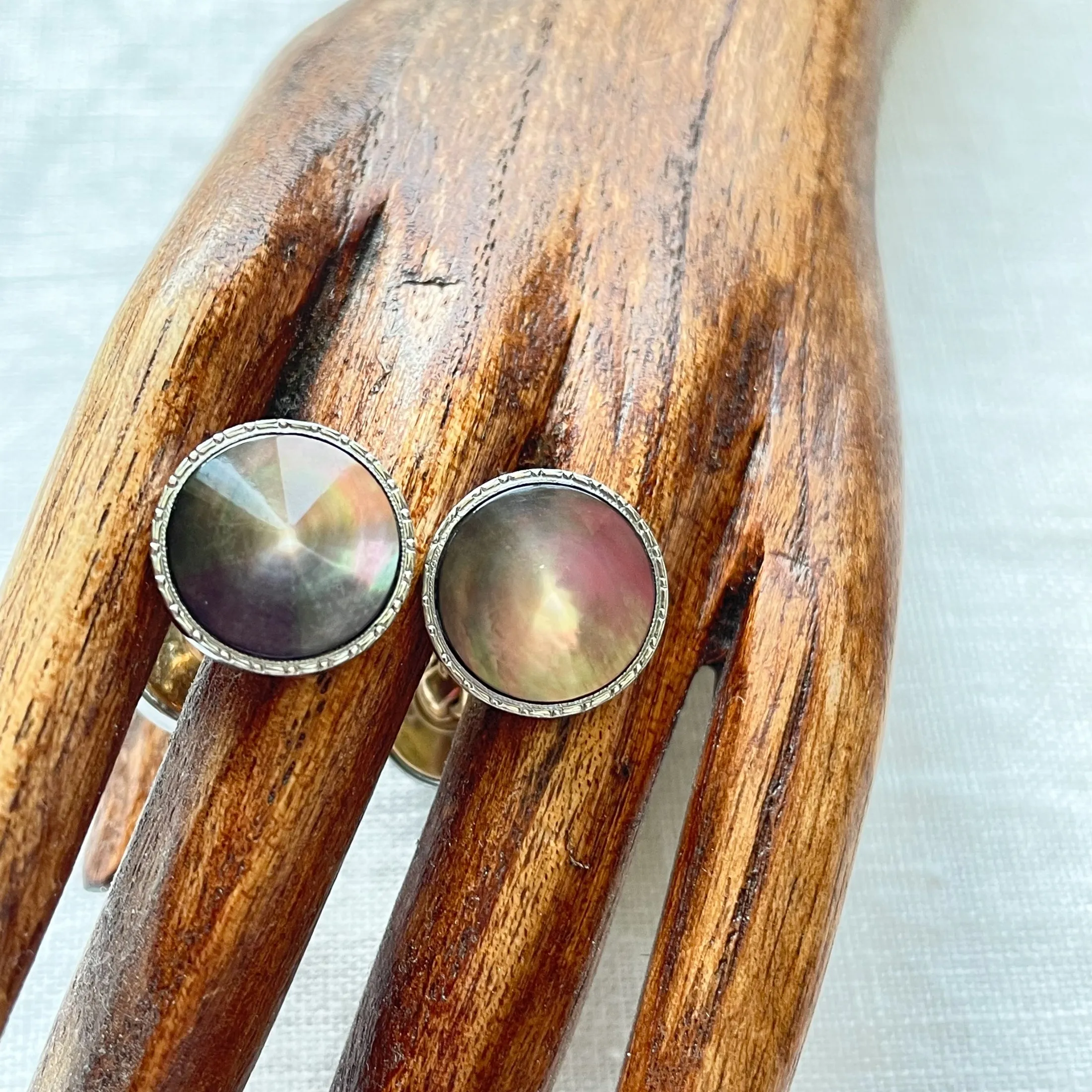 Krementz Vintage Smoky Mother of Pearl or Glass Cufflinks