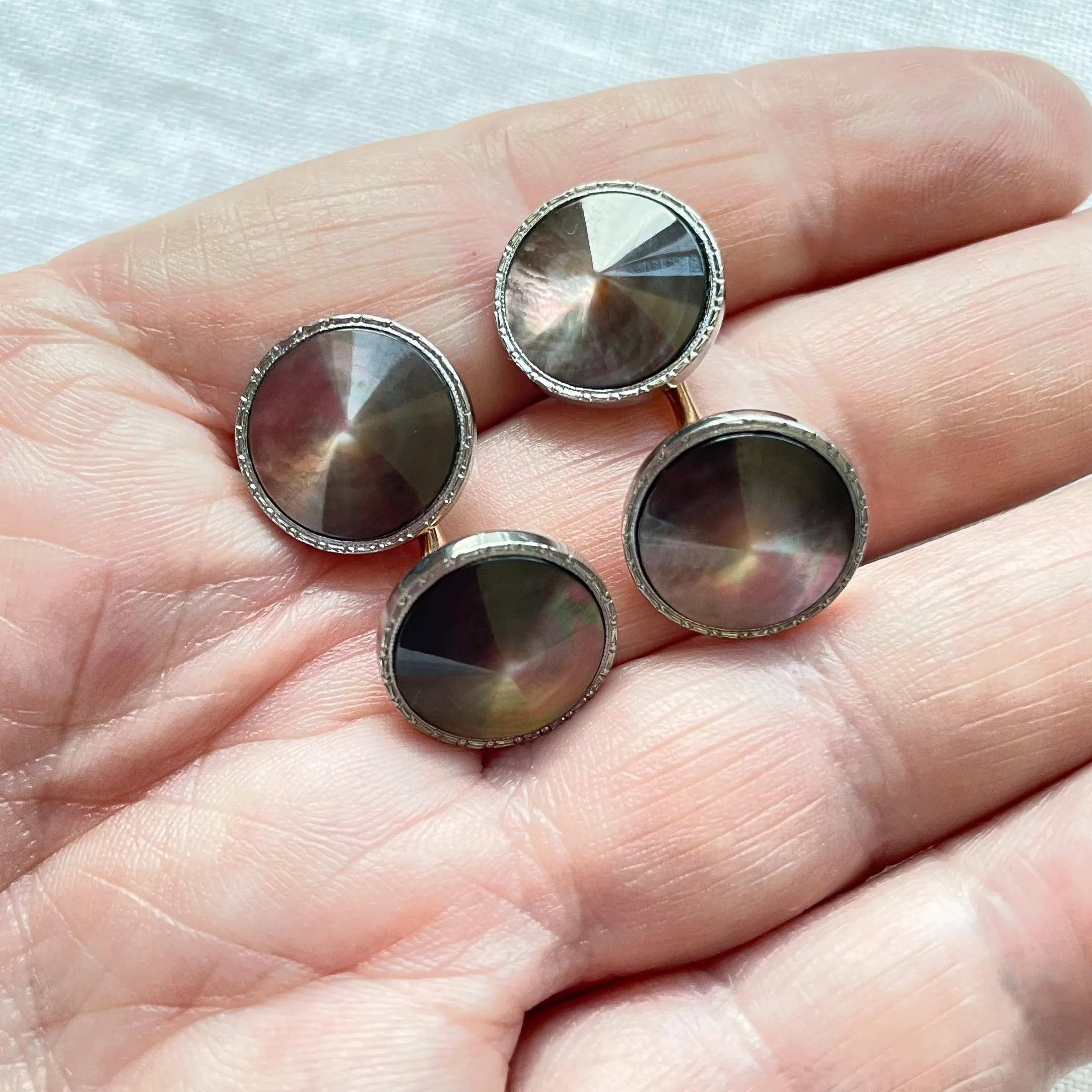 Krementz Vintage Smoky Mother of Pearl or Glass Cufflinks