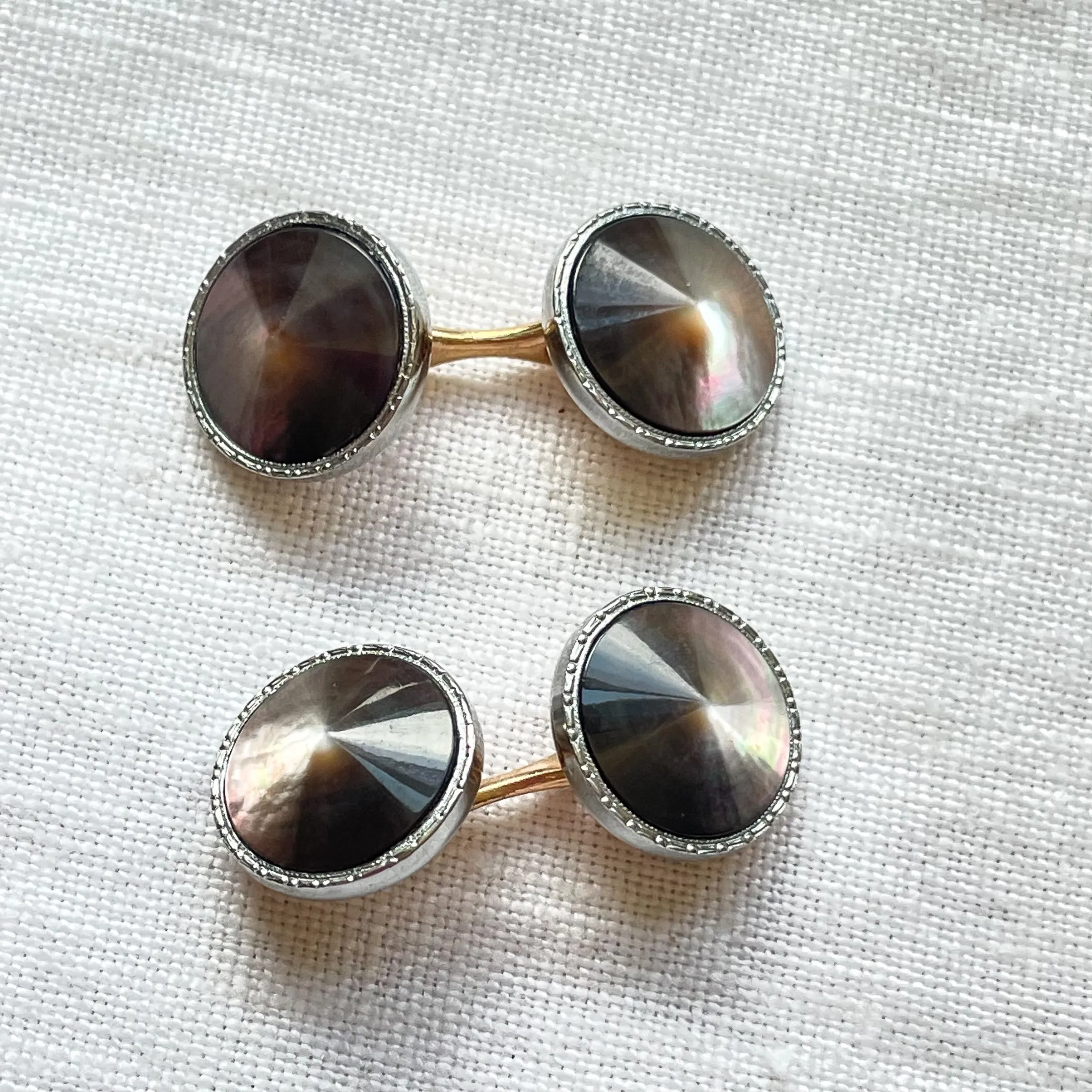 Krementz Vintage Smoky Mother of Pearl or Glass Cufflinks