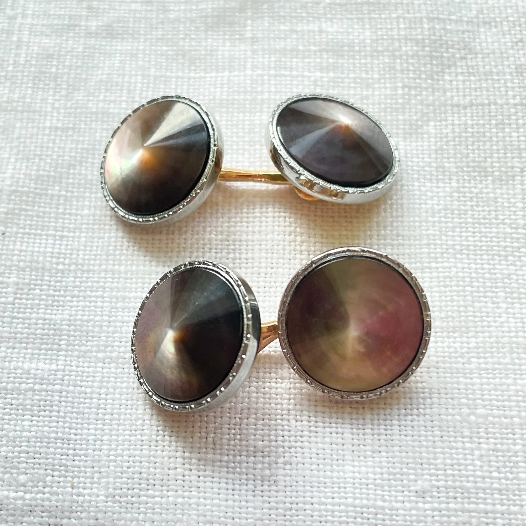 Krementz Vintage Smoky Mother of Pearl or Glass Cufflinks