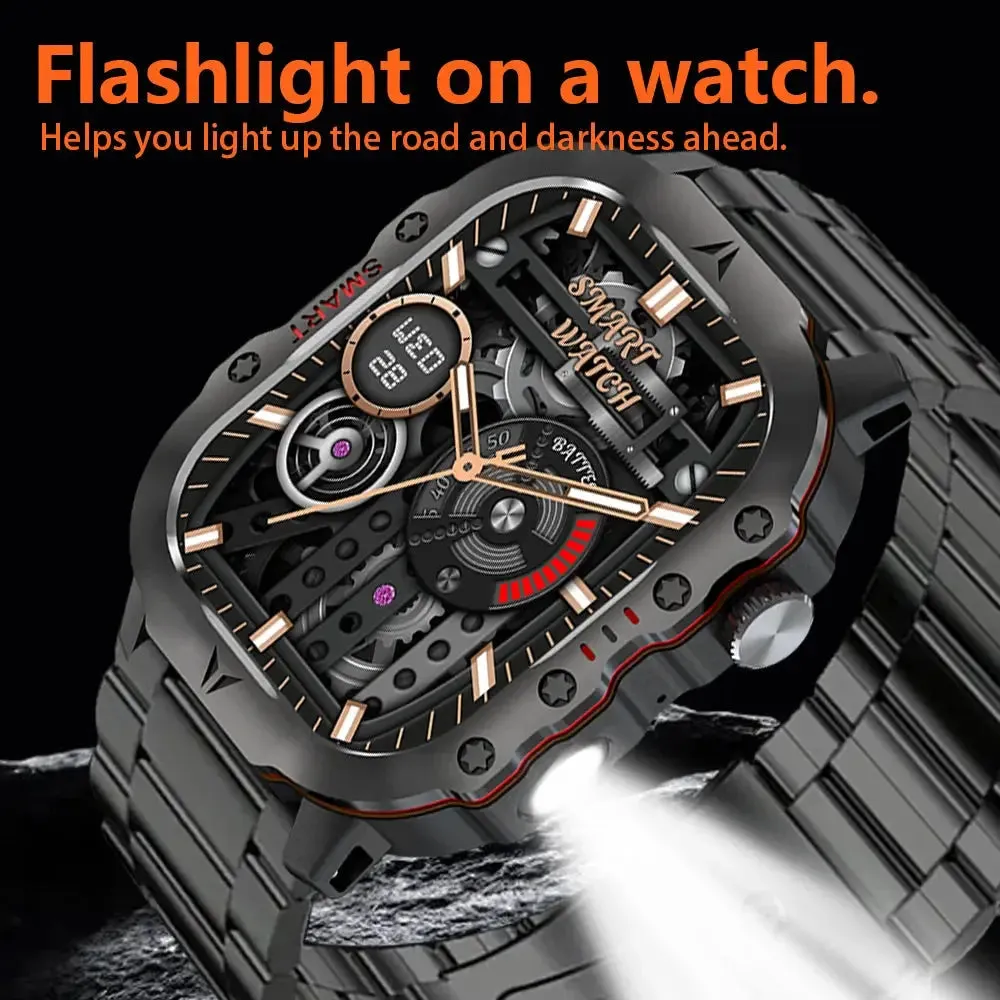 LAXASFIT 2024 Rugged Military Smart Watch Outdoor Sports Watch IP68 Waterproof 2.01" Voice Bluetooth Call Smart Watch Men Women