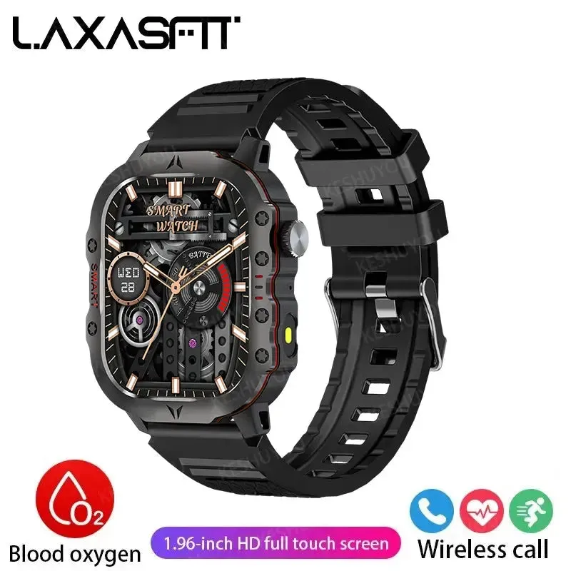 LAXASFIT 2024 Rugged Military Smart Watch Outdoor Sports Watch IP68 Waterproof 2.01" Voice Bluetooth Call Smart Watch Men Women