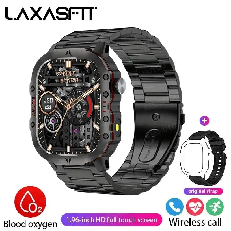 LAXASFIT 2024 Rugged Military Smart Watch Outdoor Sports Watch IP68 Waterproof 2.01" Voice Bluetooth Call Smart Watch Men Women