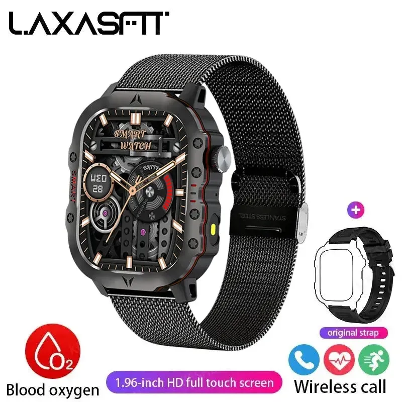 LAXASFIT 2024 Rugged Military Smart Watch Outdoor Sports Watch IP68 Waterproof 2.01" Voice Bluetooth Call Smart Watch Men Women