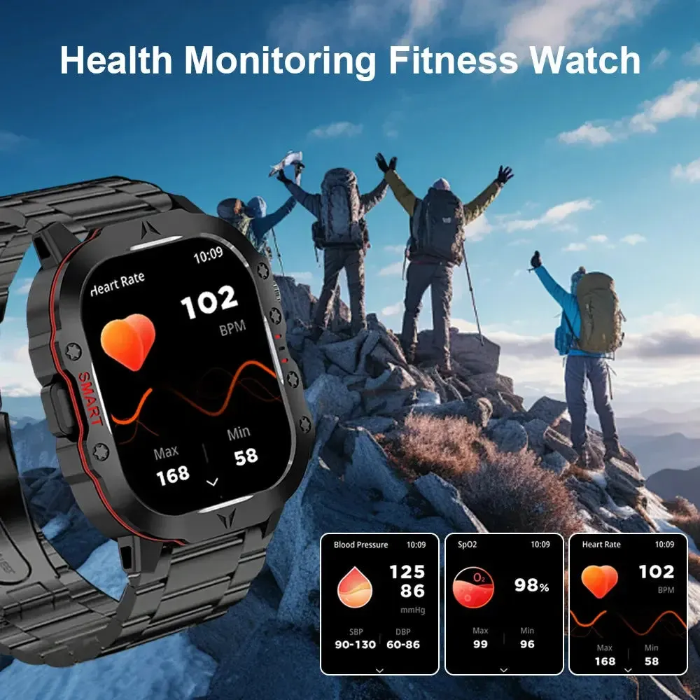 LAXASFIT 2024 Rugged Military Smart Watch Outdoor Sports Watch IP68 Waterproof 2.01" Voice Bluetooth Call Smart Watch Men Women