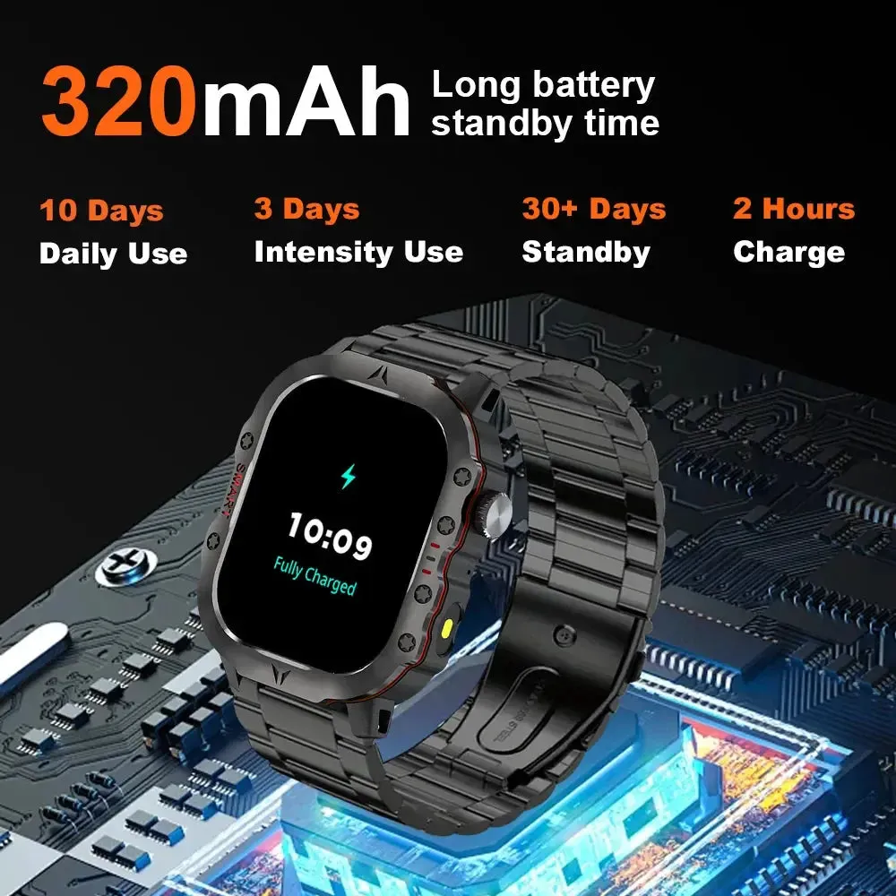 LAXASFIT 2024 Rugged Military Smart Watch Outdoor Sports Watch IP68 Waterproof 2.01" Voice Bluetooth Call Smart Watch Men Women