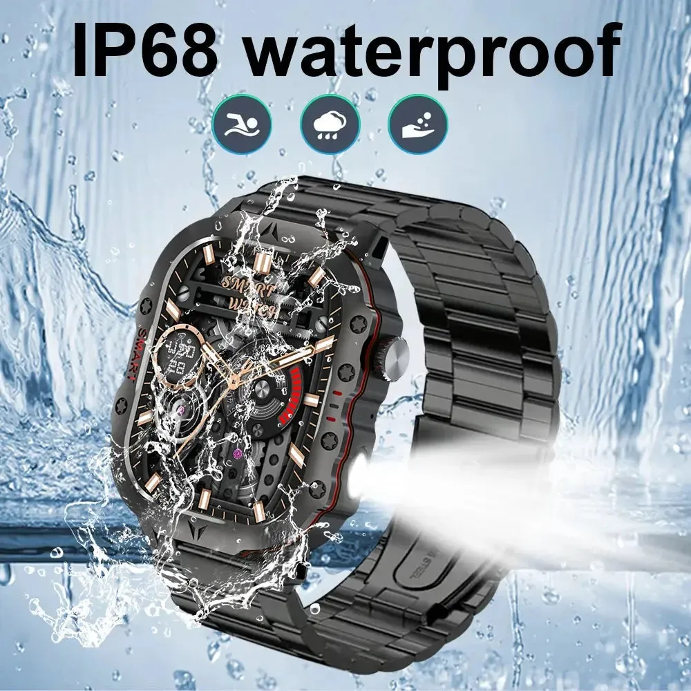 LAXASFIT 2024 Rugged Military Smart Watch Outdoor Sports Watch IP68 Waterproof 2.01" Voice Bluetooth Call Smart Watch Men Women