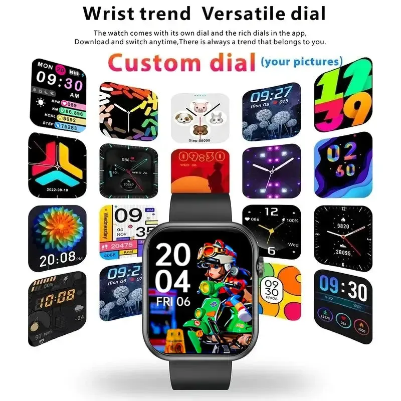 LAXASFIT New Smart Watch 1.73 inch Color Screen Full Touch Custom Dial Bluetooth Call Men Women Smart Watch Android IOS