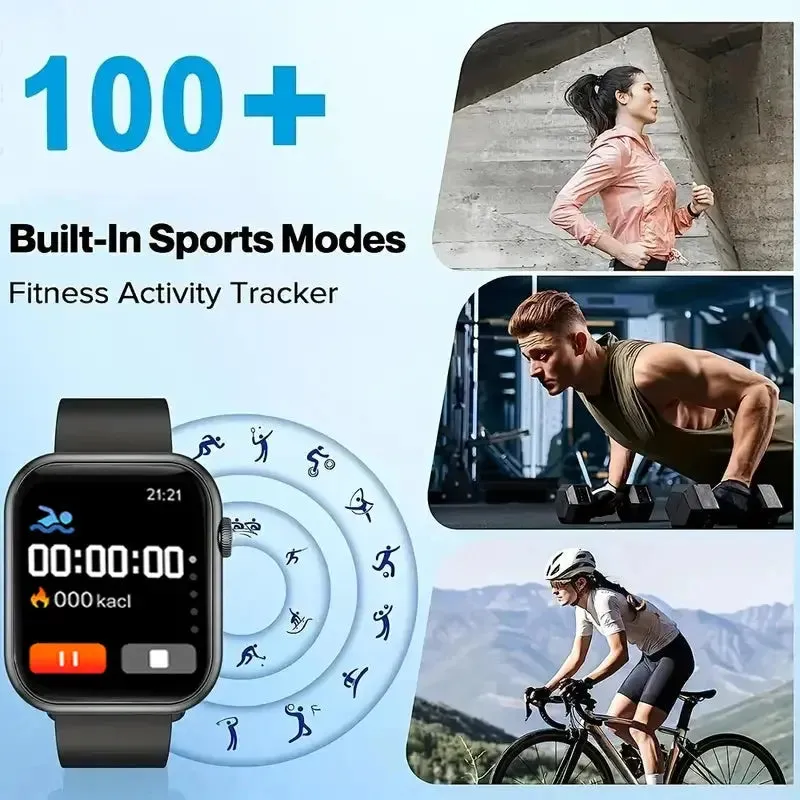 LAXASFIT New Smart Watch 1.73 inch Color Screen Full Touch Custom Dial Bluetooth Call Men Women Smart Watch Android IOS