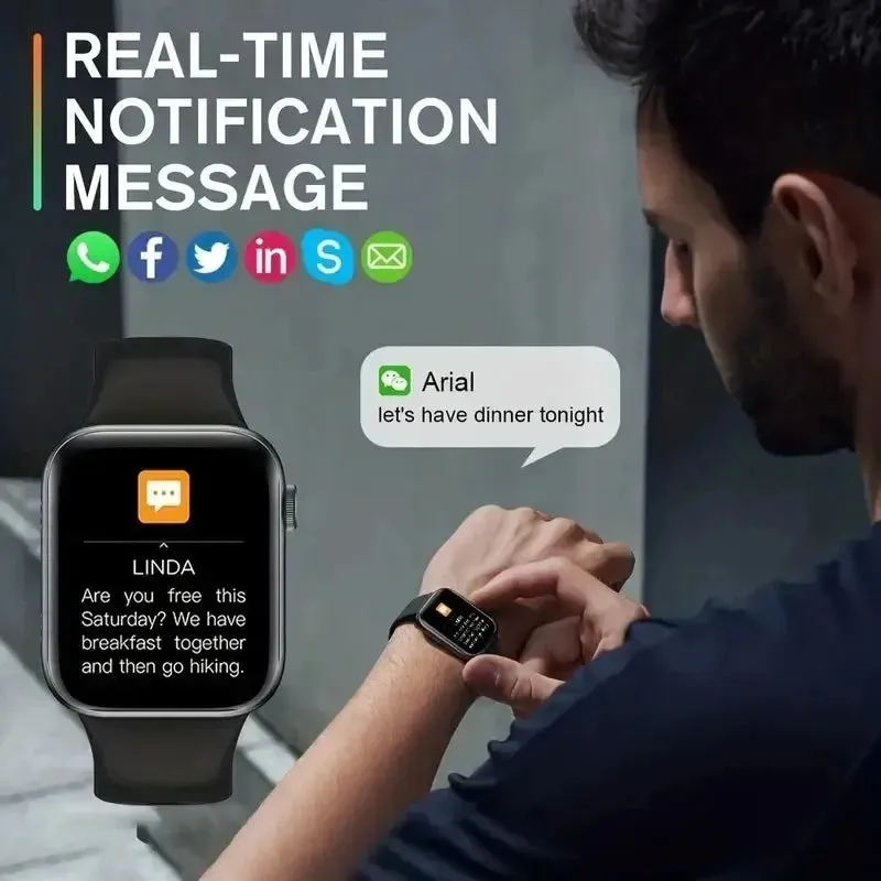 LAXASFIT New Smart Watch 1.73 inch Color Screen Full Touch Custom Dial Bluetooth Call Men Women Smart Watch Android IOS