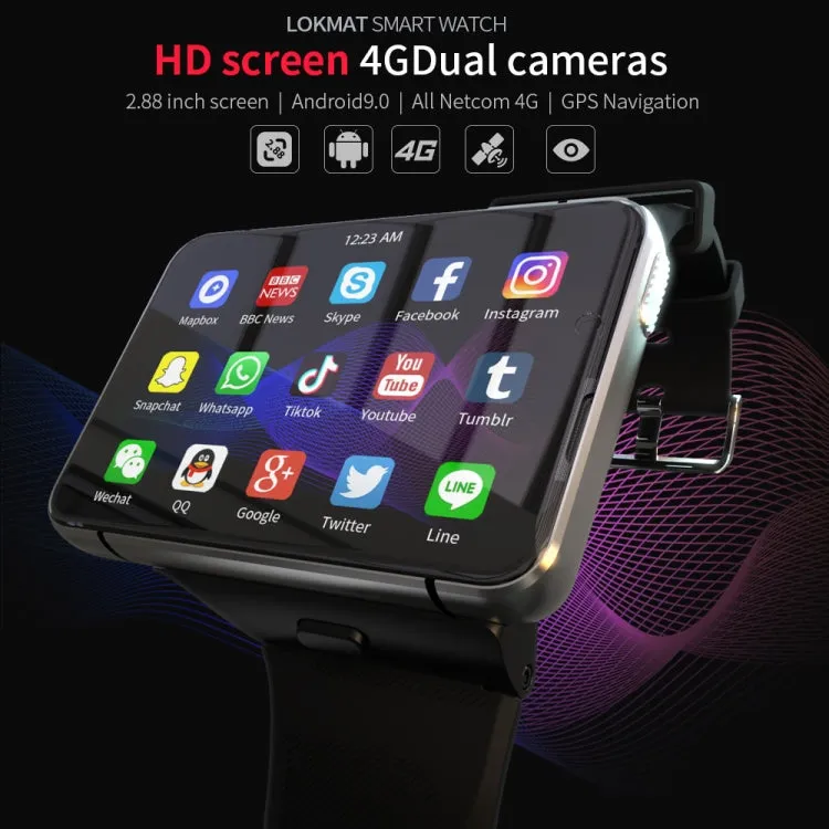 LOKMAT APPLLP Max 4G Call Smart Watch, 2.88 inch MTK6761 Quad Core, 4GB 64GB, Android  9.0, GPS, Heart Rate (Black)