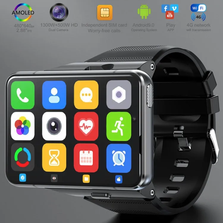 LOKMAT APPLLP Max 4G Call Smart Watch, 2.88 inch MTK6761 Quad Core, 4GB 64GB, Android  9.0, GPS, Heart Rate (Black)
