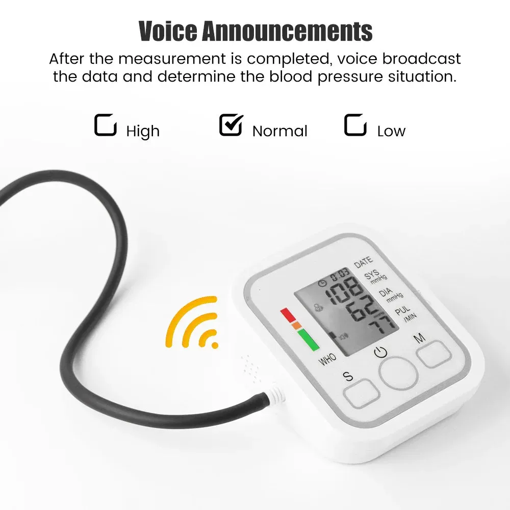 Medical Automatic Sphygmomanometer Digital Arm Wrist BP Blood Pressure Monitor Tensiometer Tonometer  Heart Rate Pulse Meter