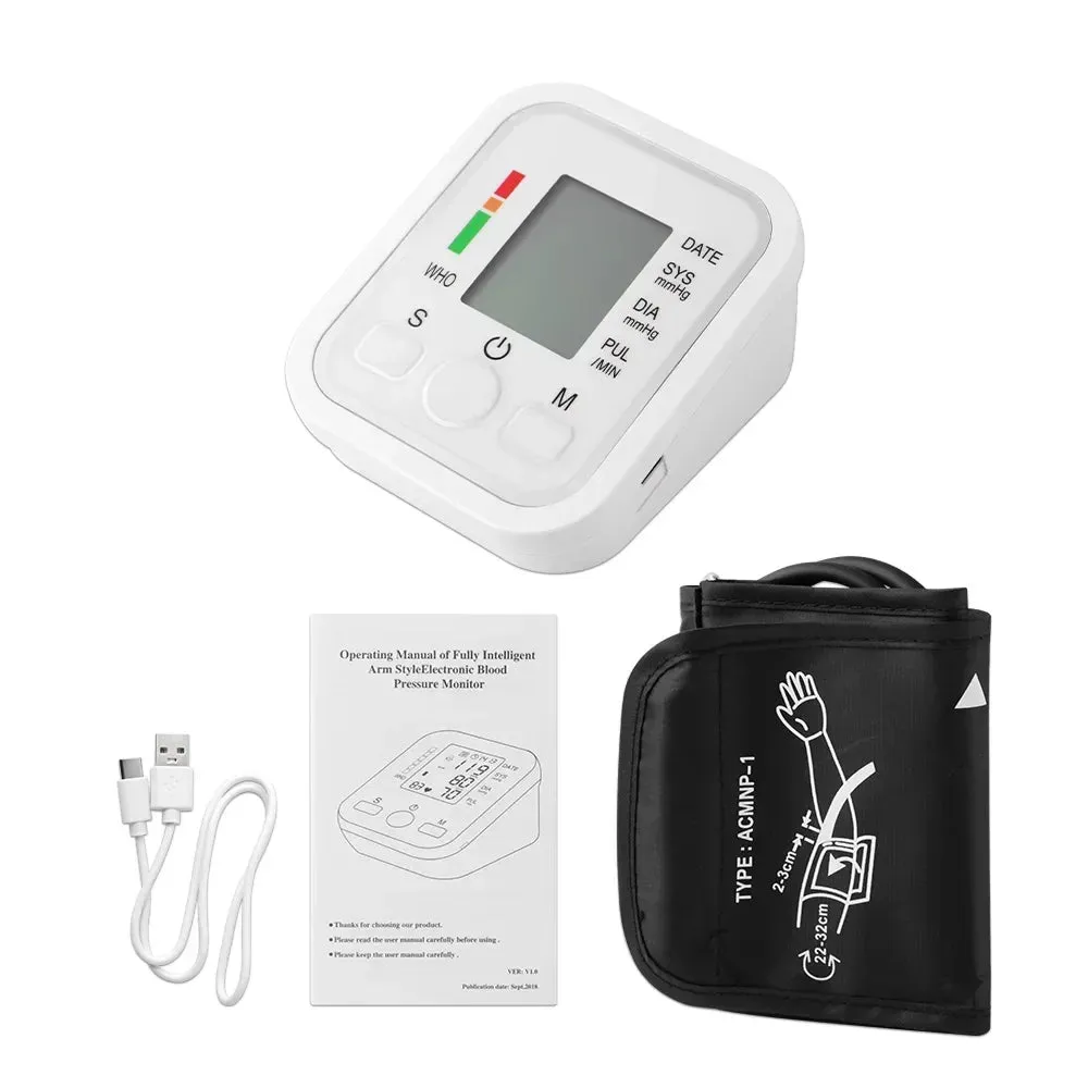 Medical Automatic Sphygmomanometer Digital Arm Wrist BP Blood Pressure Monitor Tensiometer Tonometer  Heart Rate Pulse Meter