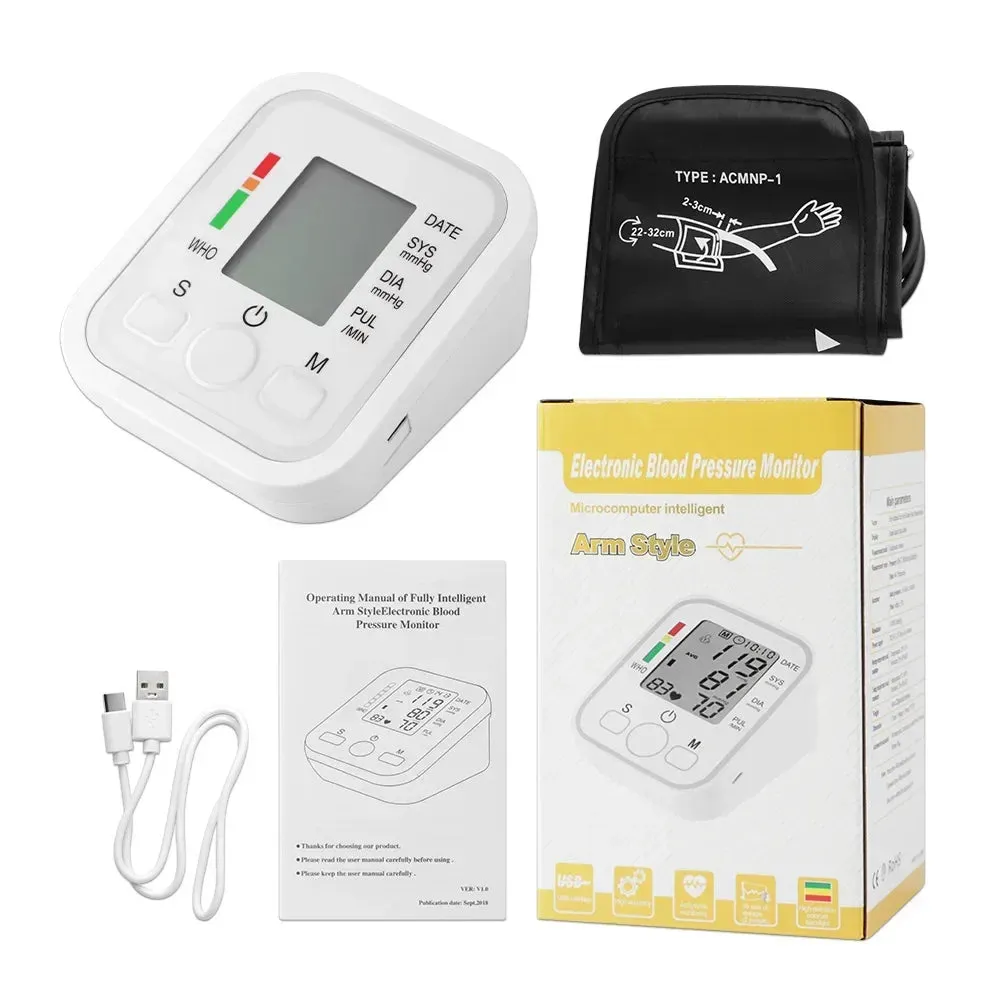 Medical Automatic Sphygmomanometer Digital Arm Wrist BP Blood Pressure Monitor Tensiometer Tonometer  Heart Rate Pulse Meter