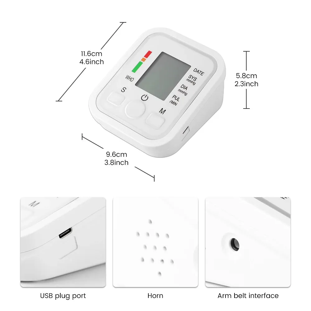 Medical Automatic Sphygmomanometer Digital Arm Wrist BP Blood Pressure Monitor Tensiometer Tonometer  Heart Rate Pulse Meter