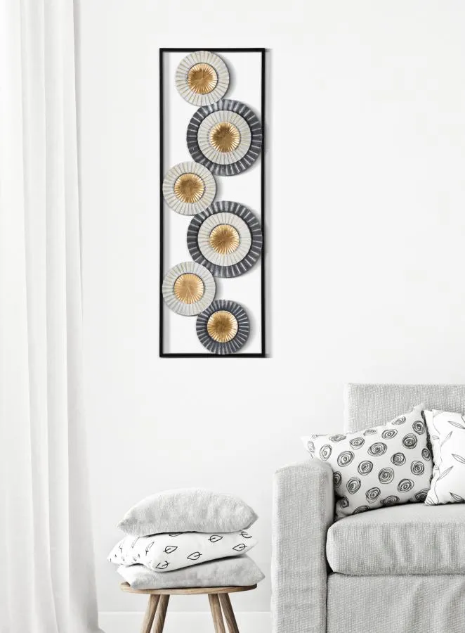 Metallic Circles in Square Frame Wall Decor