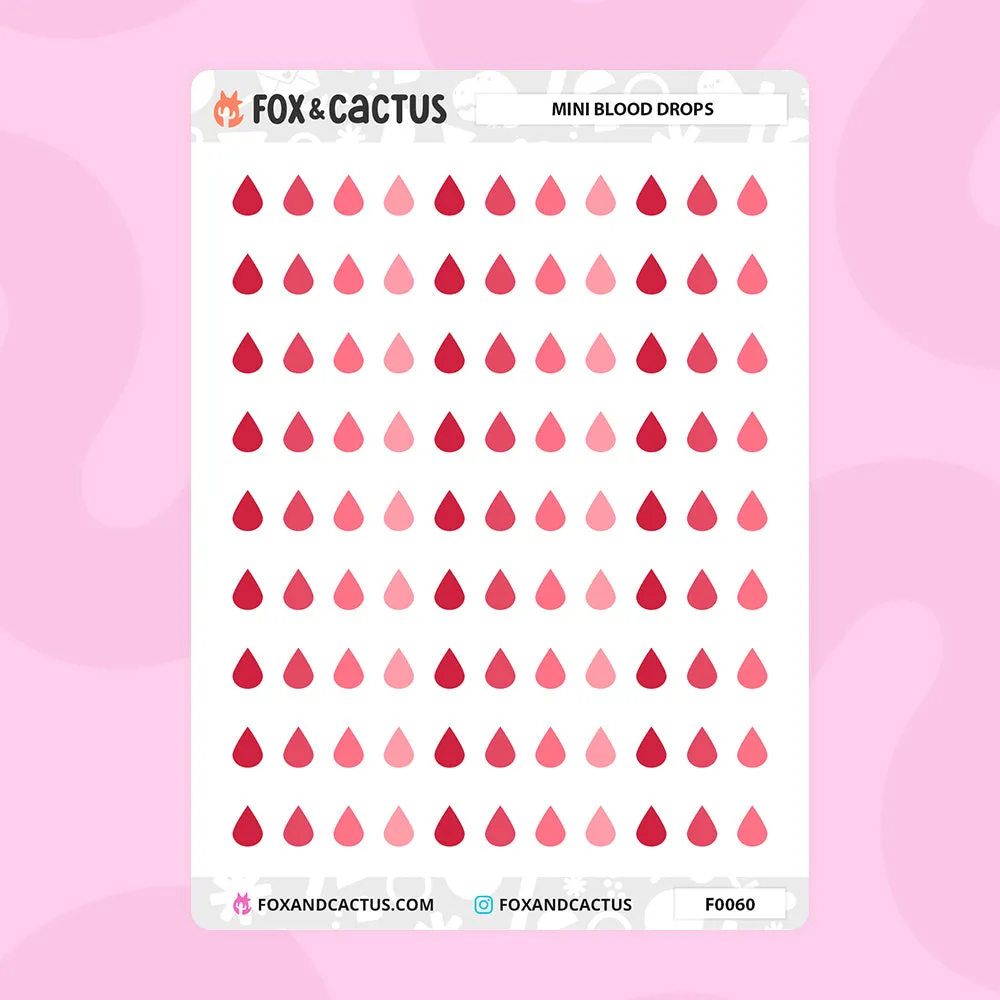 Mini Monthly Blood Drop Stickers