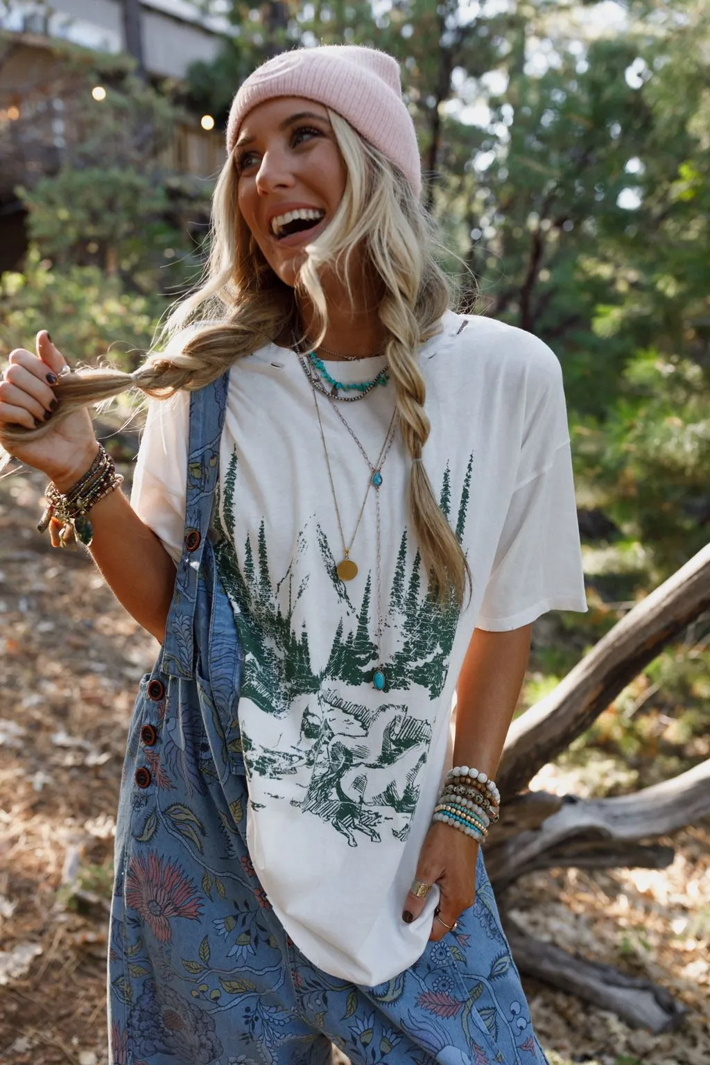 Mountains Are Calling Graphic Tee - Ivory
