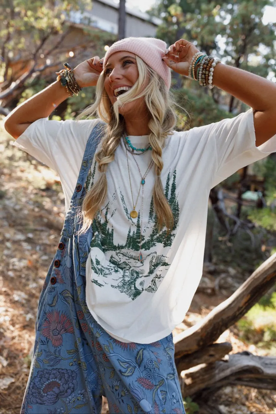 Mountains Are Calling Graphic Tee - Ivory