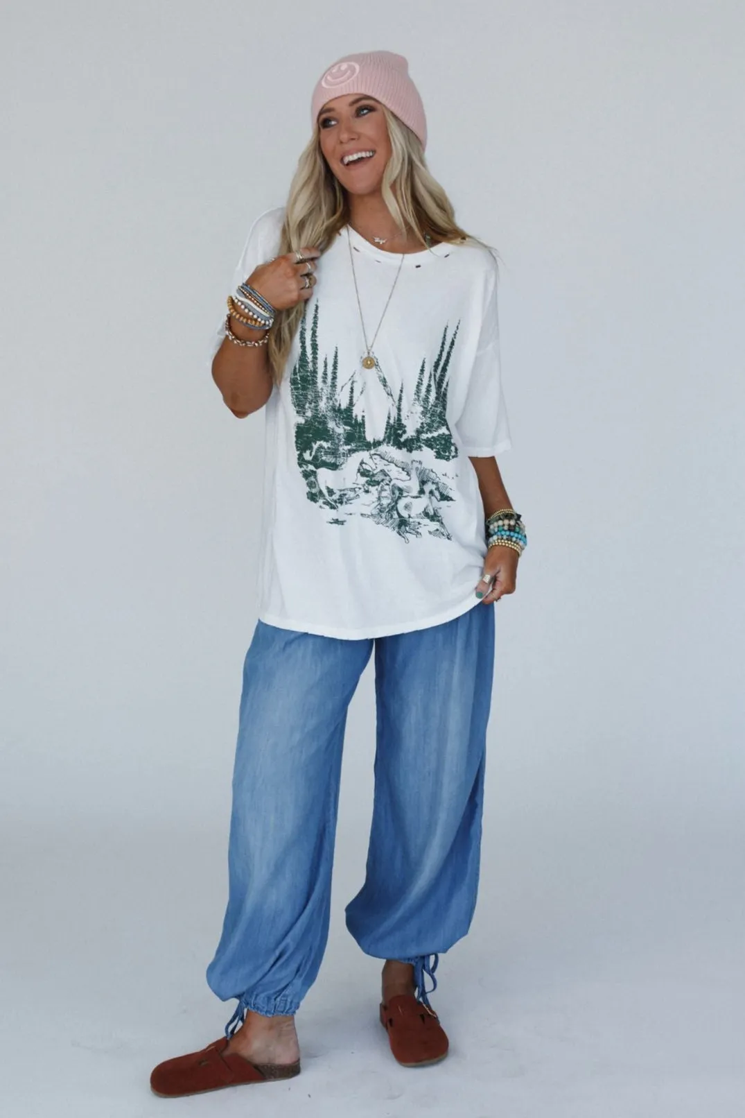 Mountains Are Calling Graphic Tee - Ivory