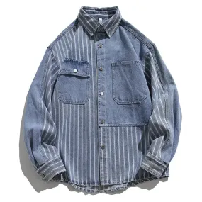 NEW Men's Patchwork Denim Shirt
