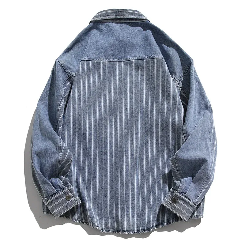 NEW Men's Patchwork Denim Shirt