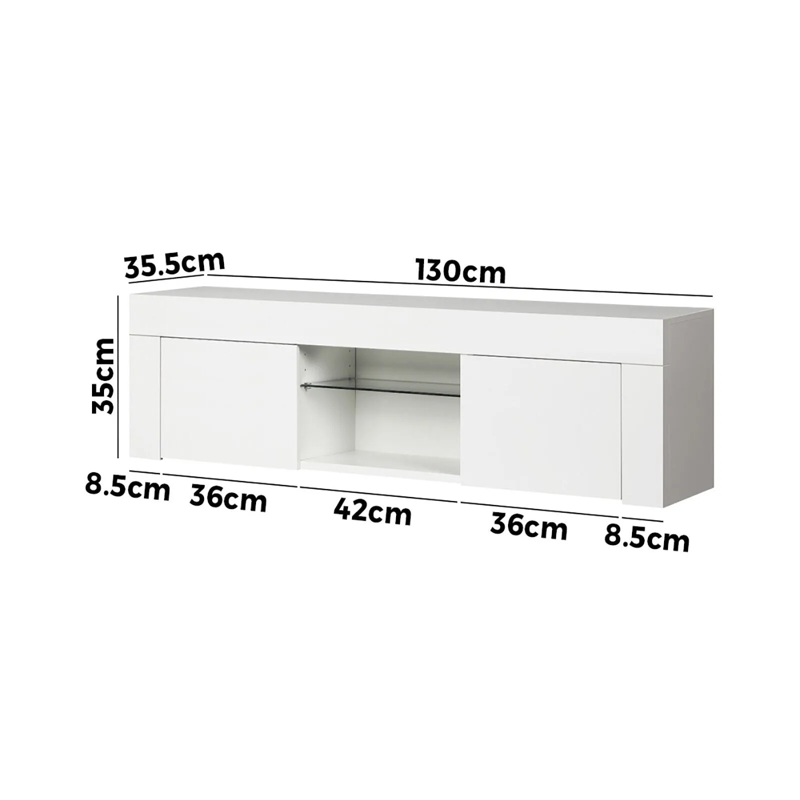 Oikiture TV Cabinet Entertainment Unit Stand RGB LED Gloss Furniture 130cm
