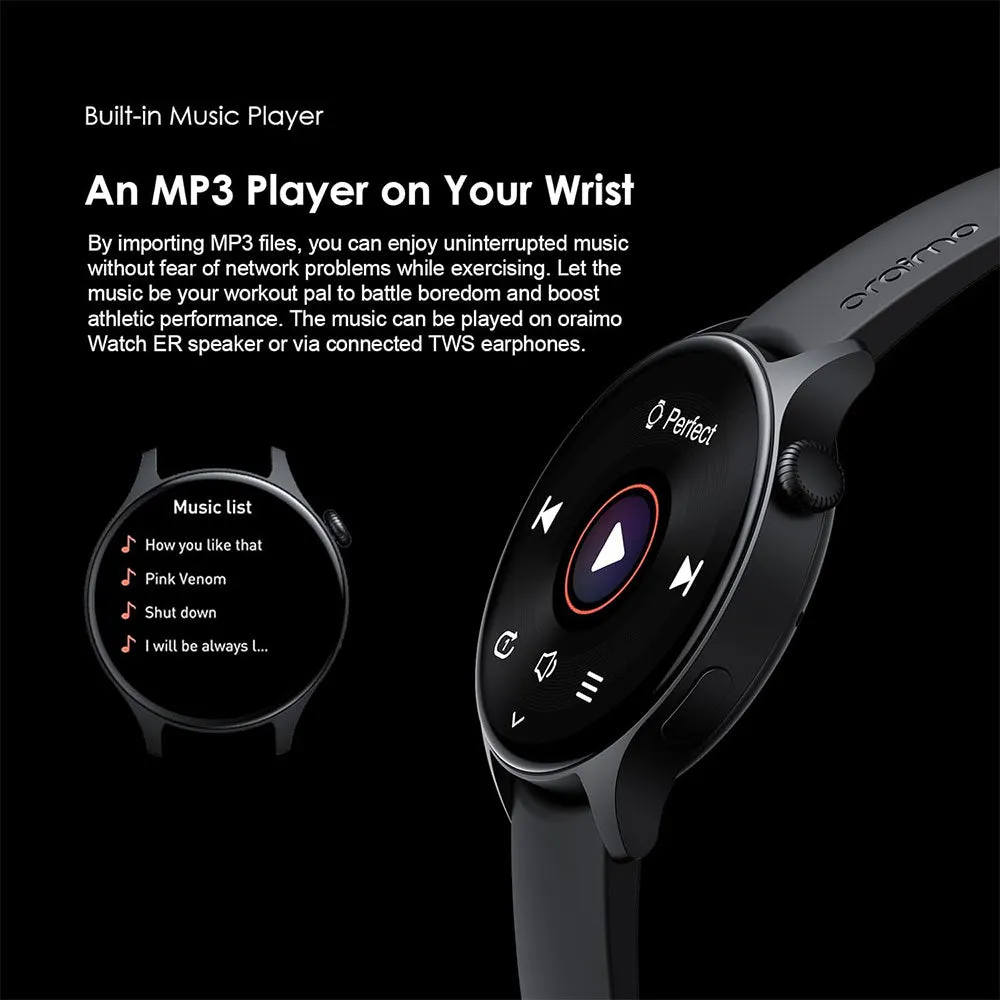 Oraimo Watch ER OSW-42 Smart Watch With Black Silicone Strap