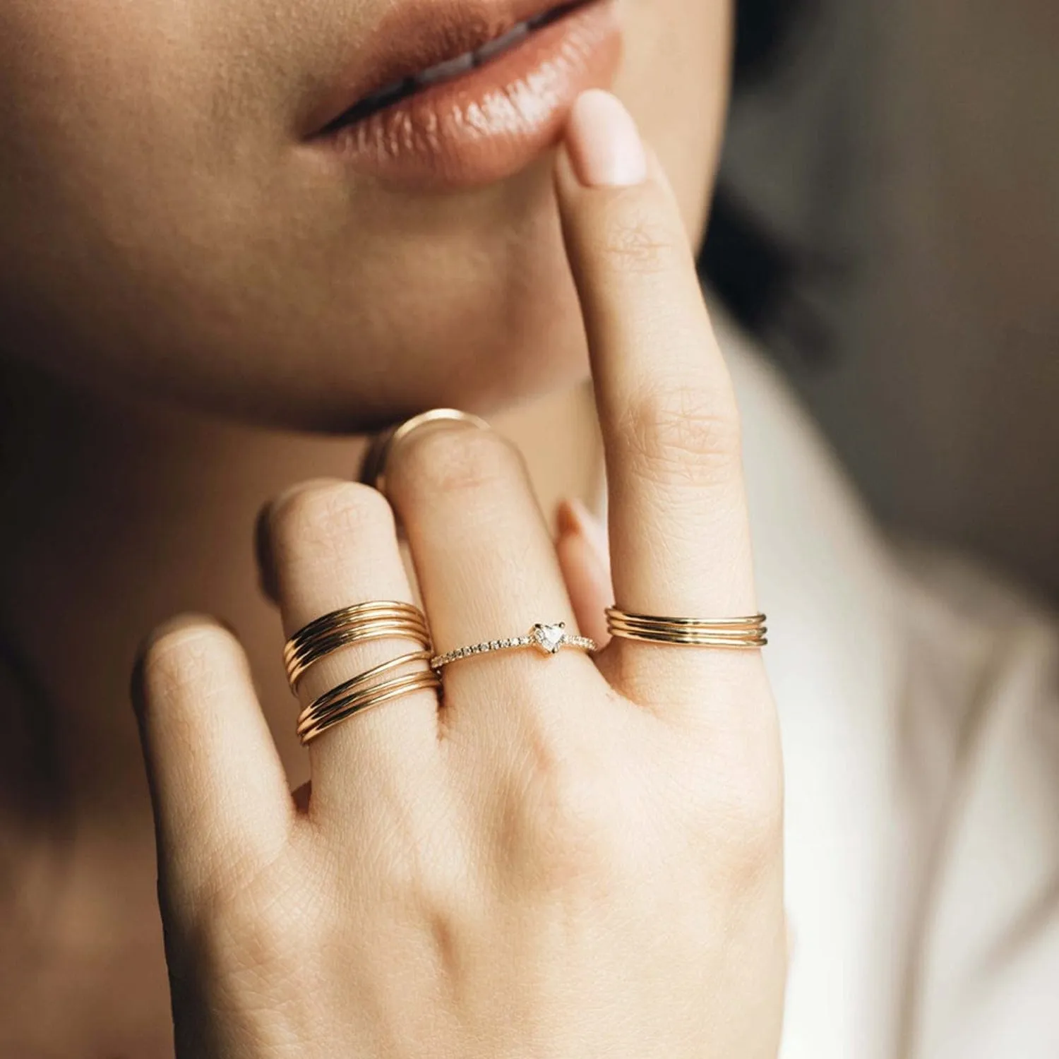 Pavé Heart Diamond Stacker