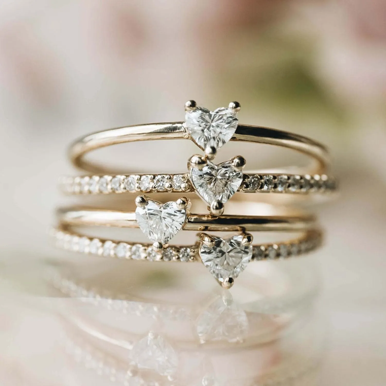 Pavé Heart Diamond Stacker
