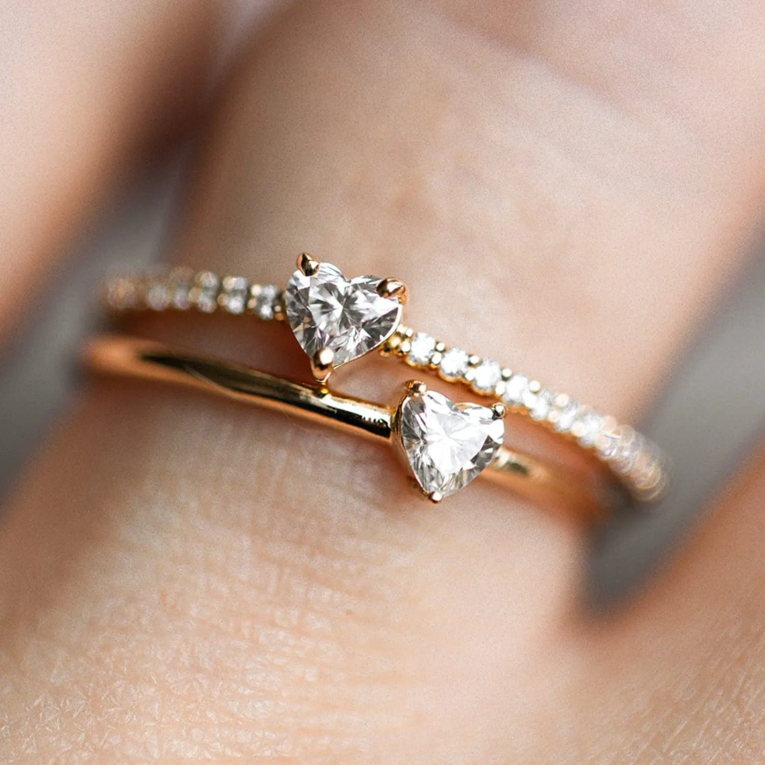 Pavé Heart Diamond Stacker