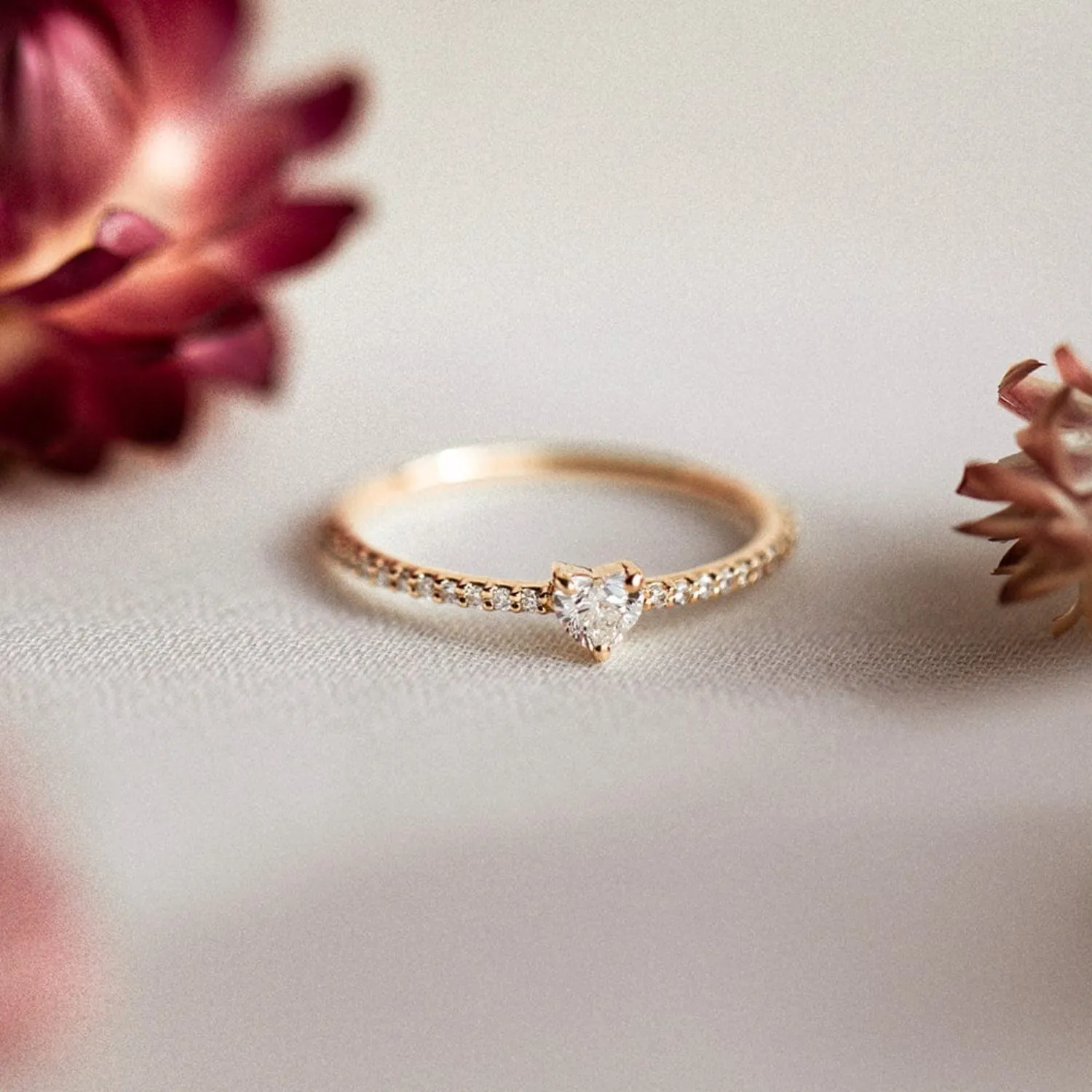 Pavé Heart Diamond Stacker