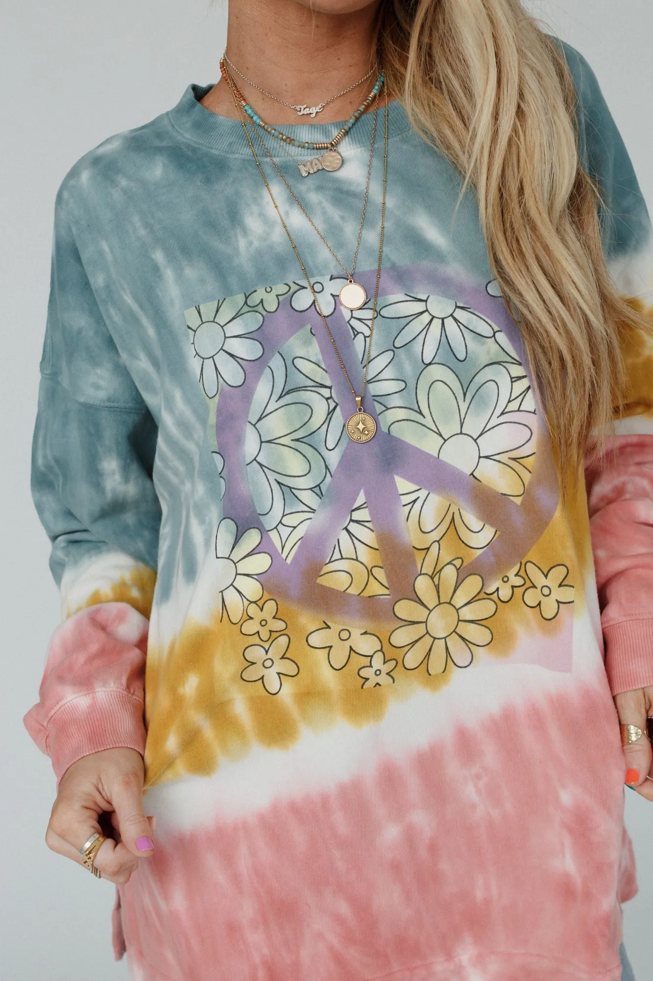 Peace Trail Tie Dye Top - Blue