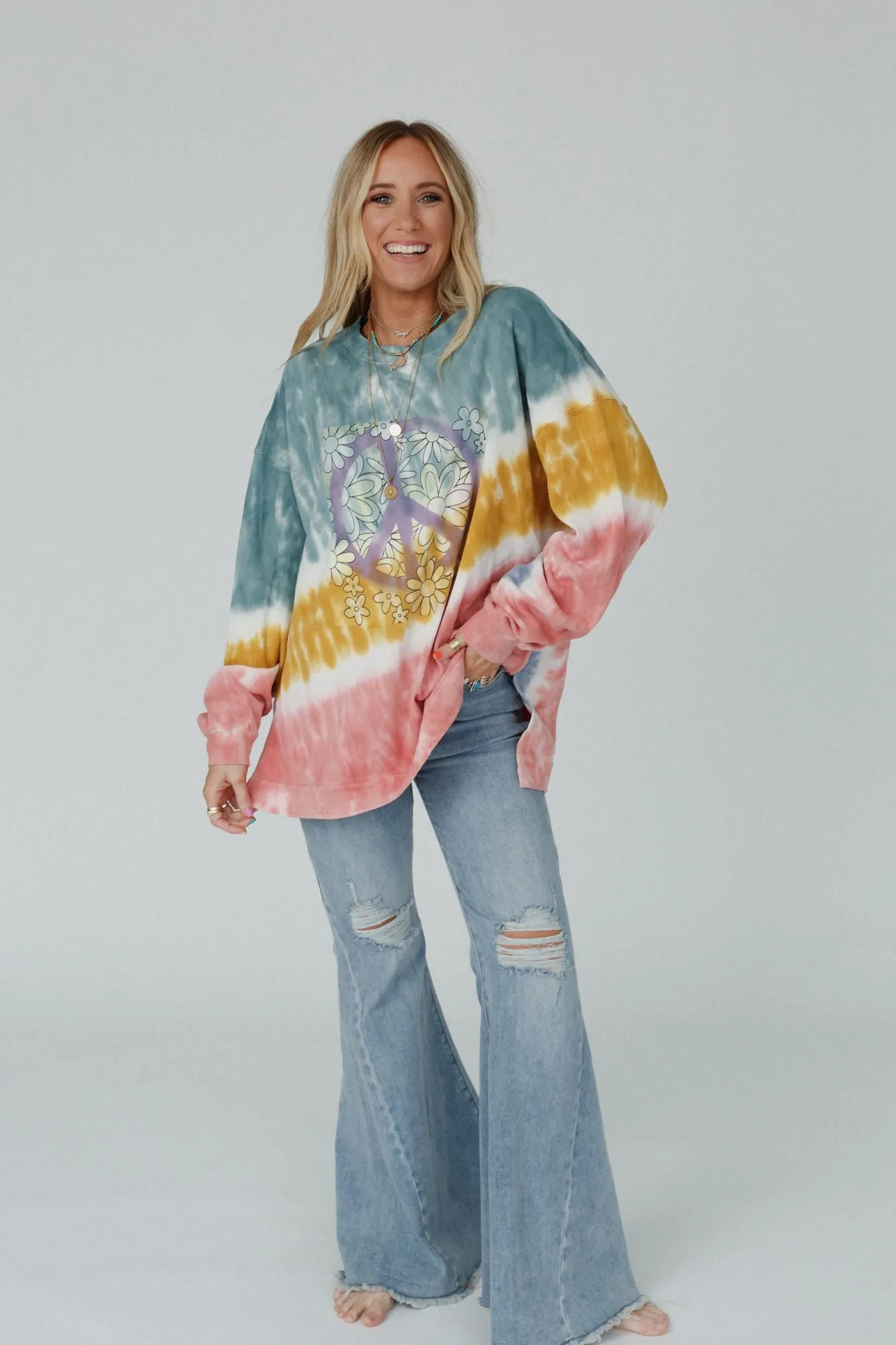 Peace Trail Tie Dye Top - Blue