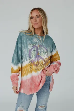 Peace Trail Tie Dye Top - Blue