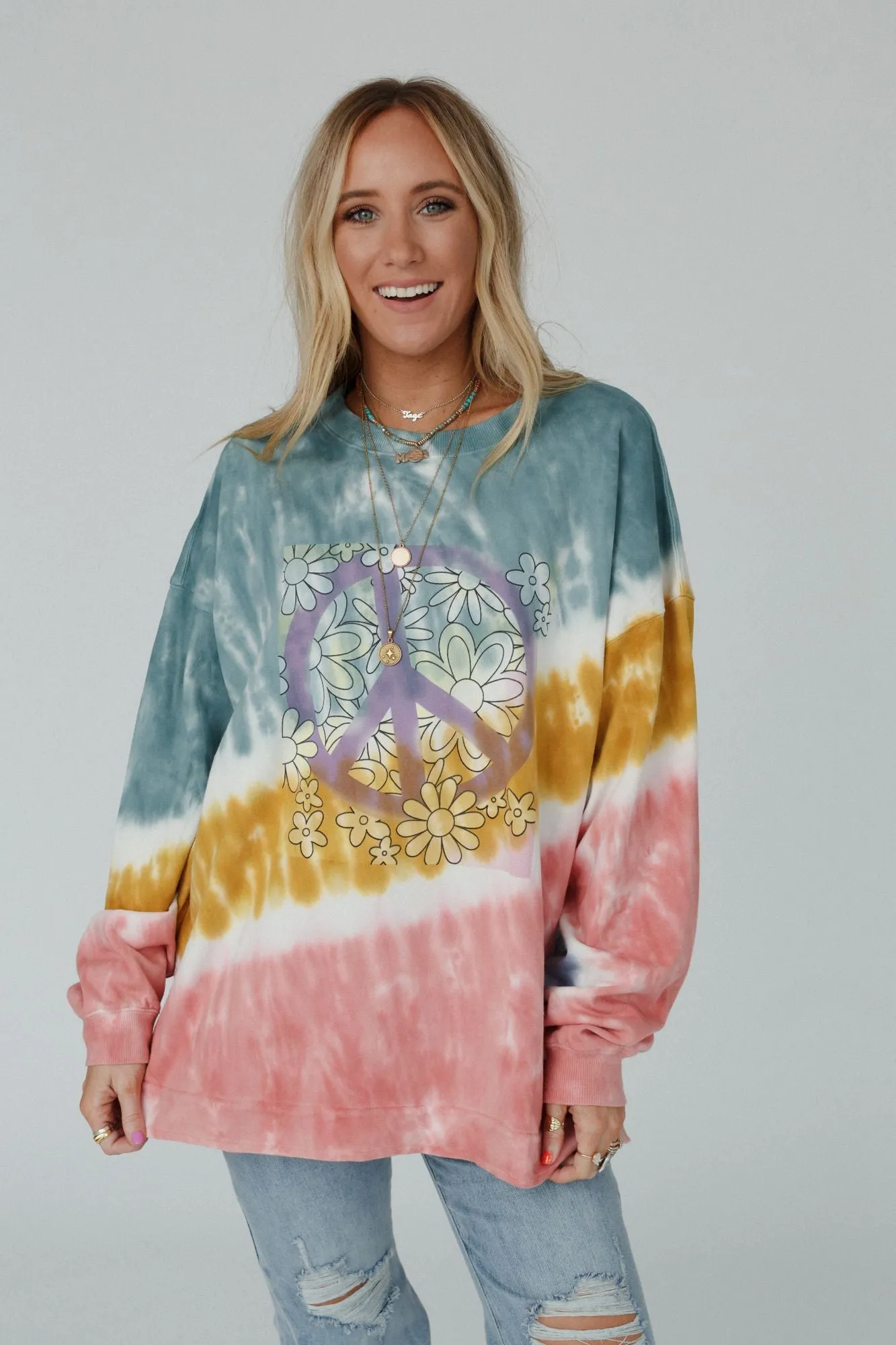 Peace Trail Tie Dye Top - Blue