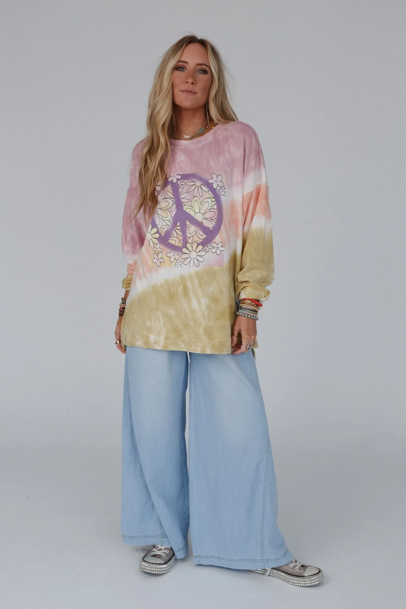 Peace Trail Tie Dye Top - Rose