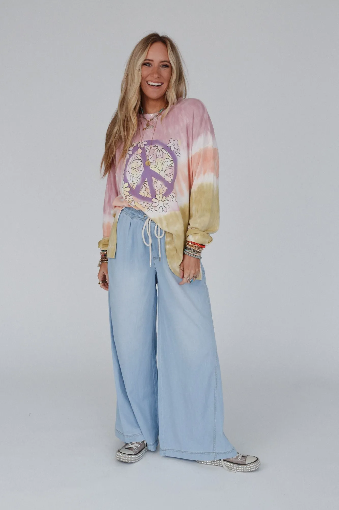 Peace Trail Tie Dye Top - Rose