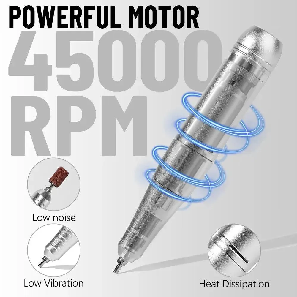 Portable Gel Nail Drill Kit: High-Speed Rechargeable Electric Sander