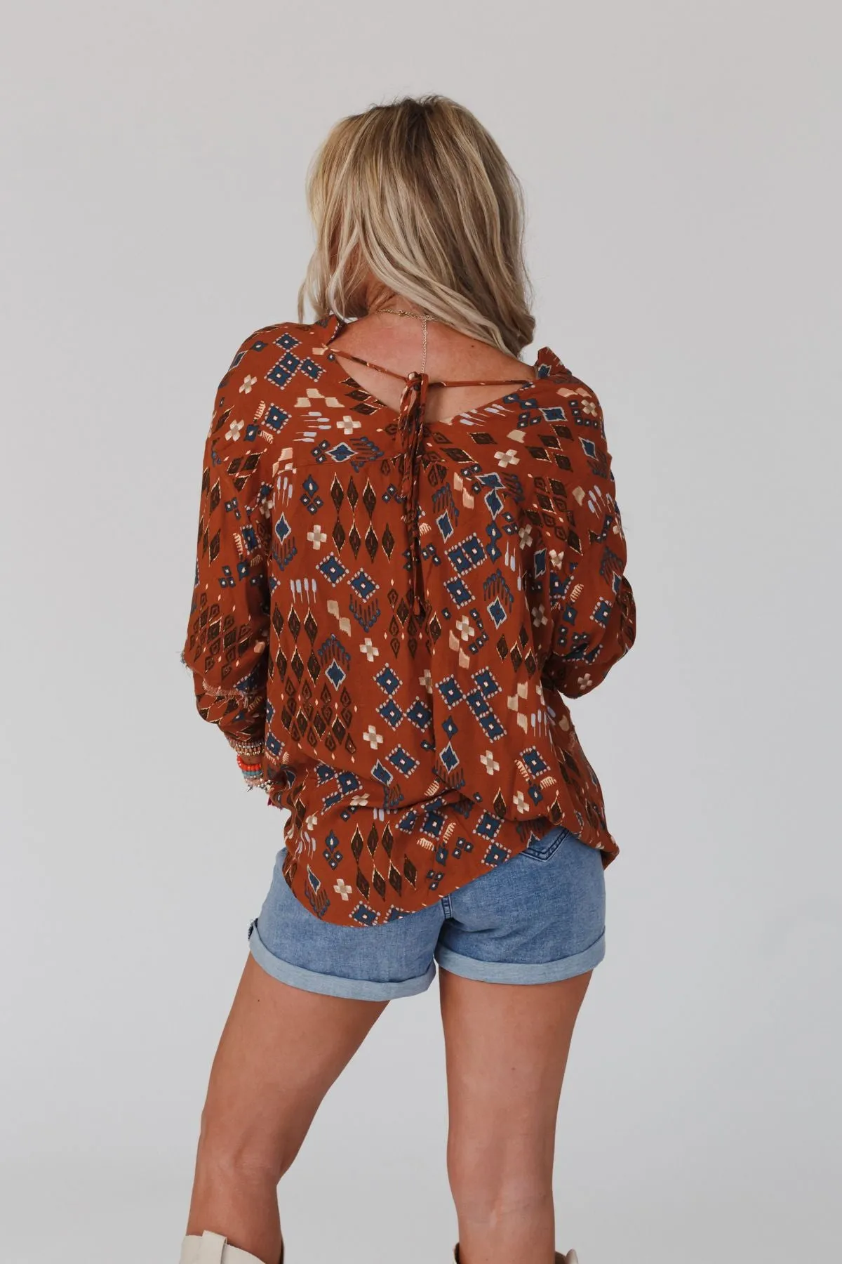 Rumor Has It Button Up Blouse - Copper