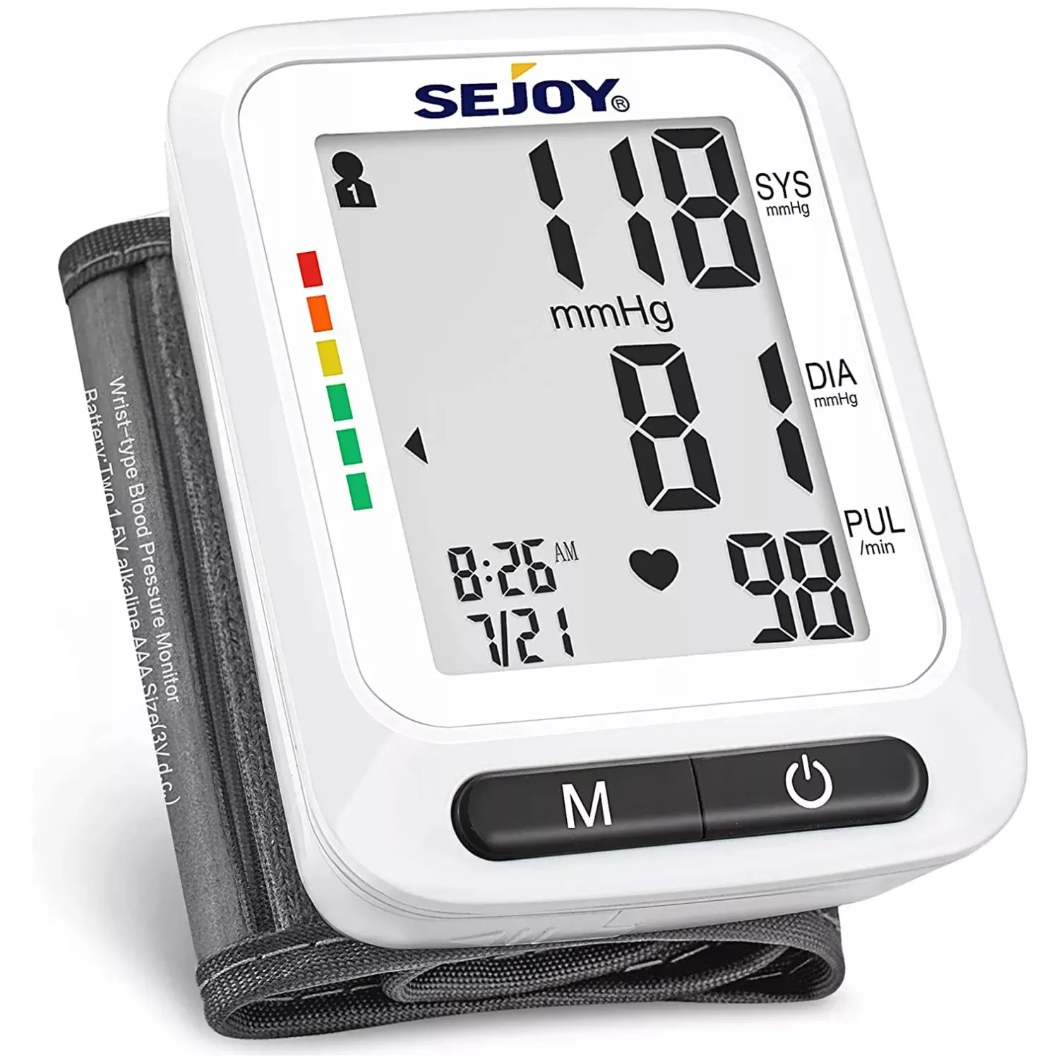 SEJOY Wrist Blood Pressure Monitor Automatic Digital Cuff Heart Rate BP Machine