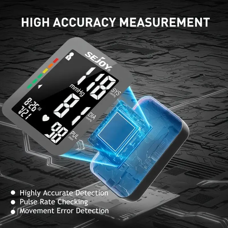SEJOY Wrist Blood Pressure Monitor Automatic Digital Cuff Heart Rate BP Machine
