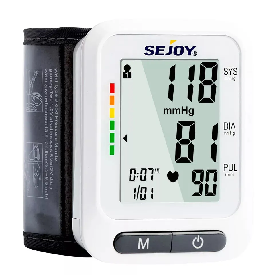 SEJOY Wrist Blood Pressure Monitor Automatic Digital Cuff Heart Rate BP Machine